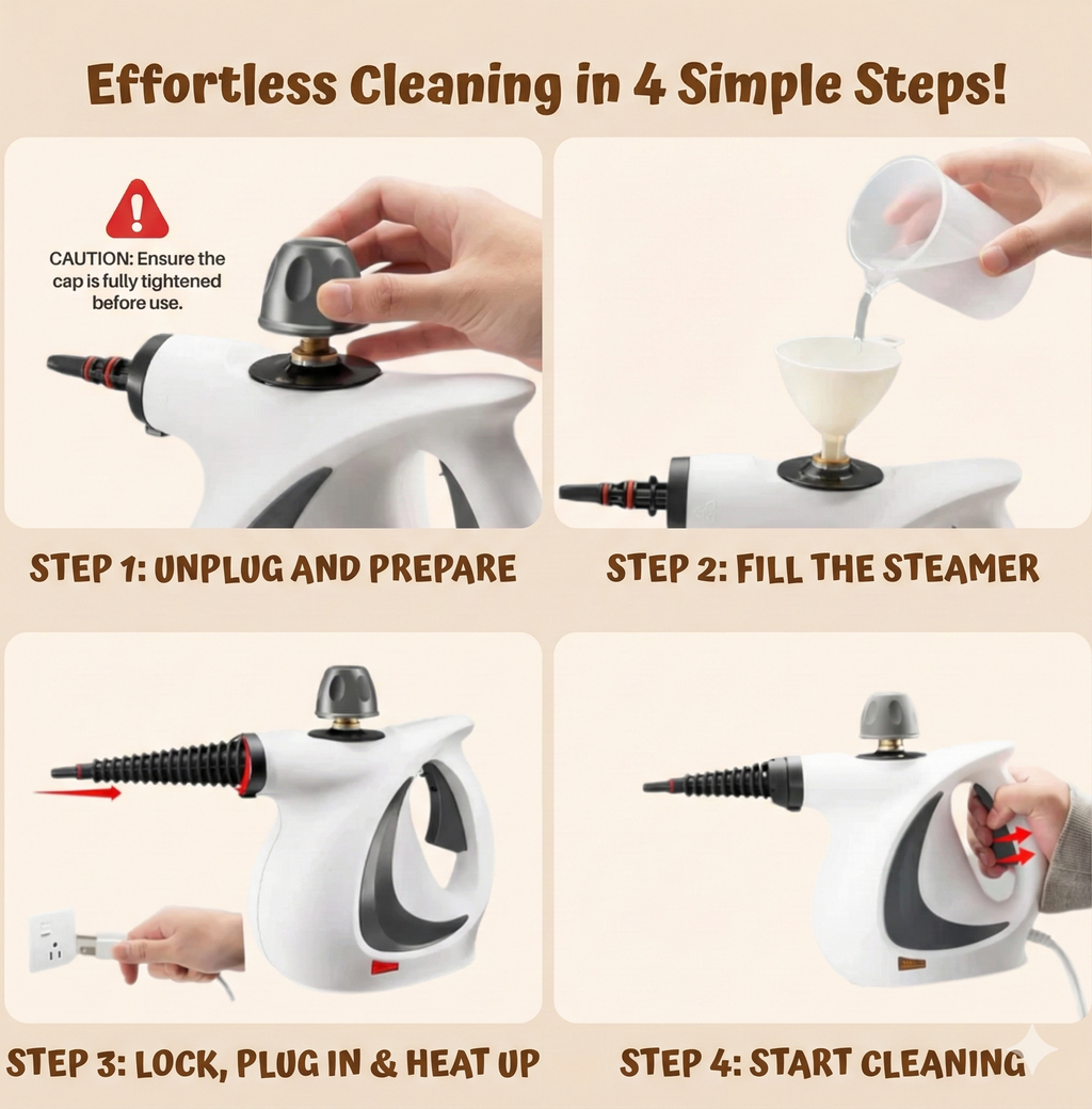 SteamRush Pro - Handheld Steam Cleaner